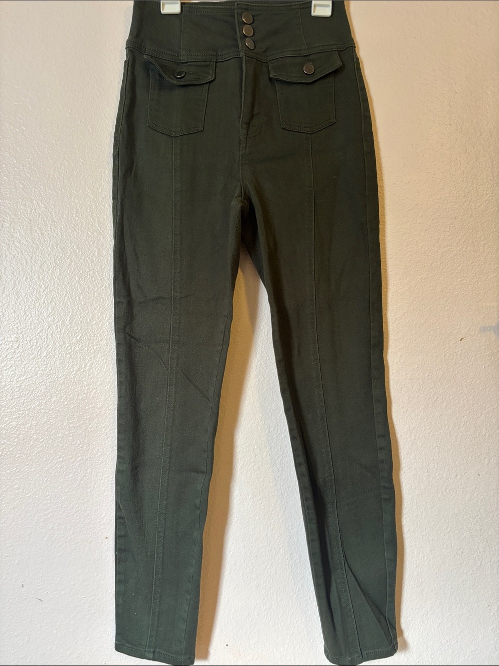 Fashion Nova Woman’s Dark Green High-Waist Skinny Jeans, Size 3